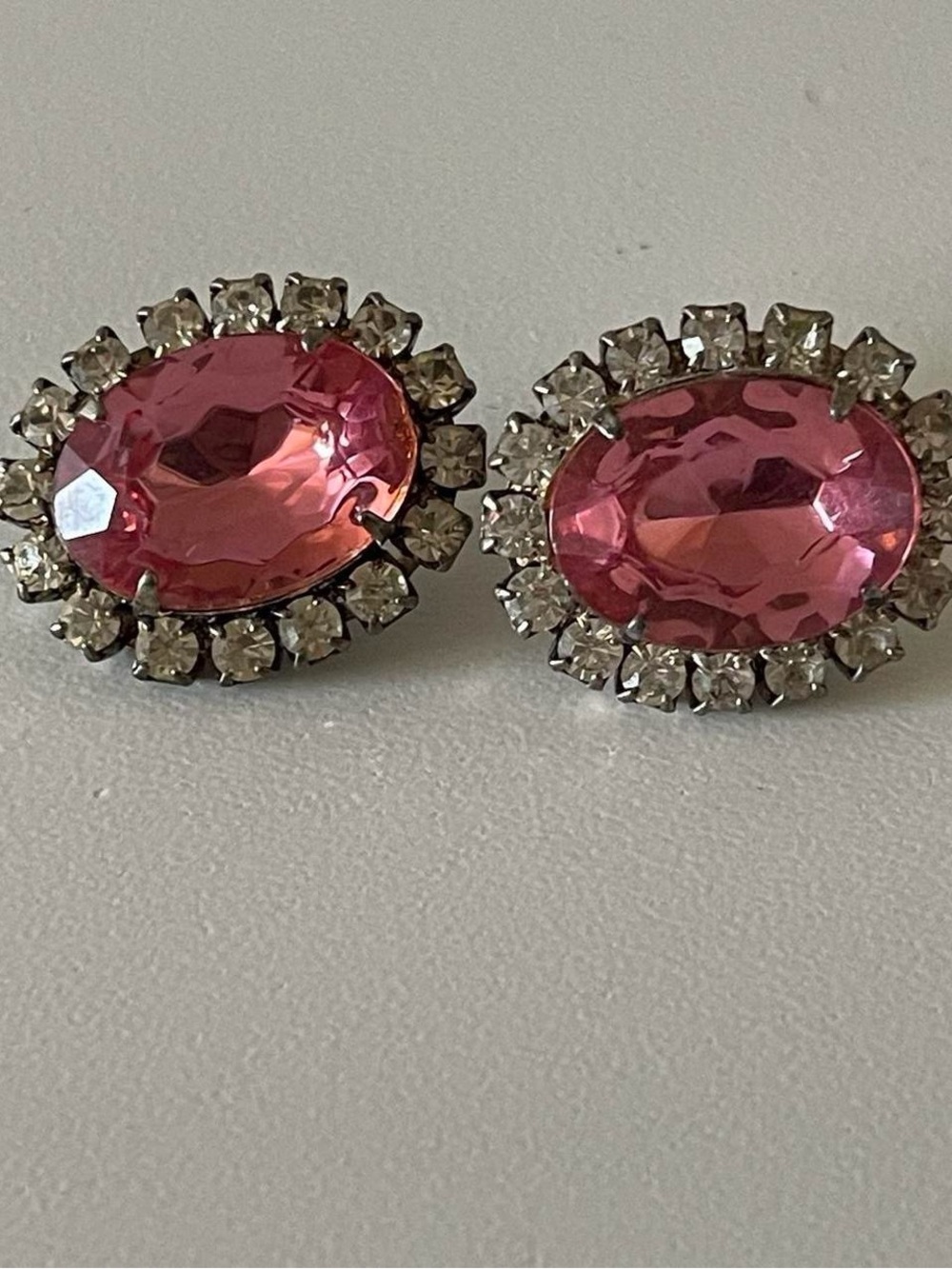 Women’s Vintage Silver & Pink Stud Earrings